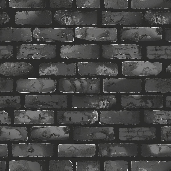 black, charcoal gray, dark gray, brick wall, weathered bricks, distressed texture, urban pattern, aged surface, monochromatic, architectural design, masonry pattern, vintage texture,, fabric panel, rustic appearance, industrial style, cracked mortar, rectangular bricks, textured surface