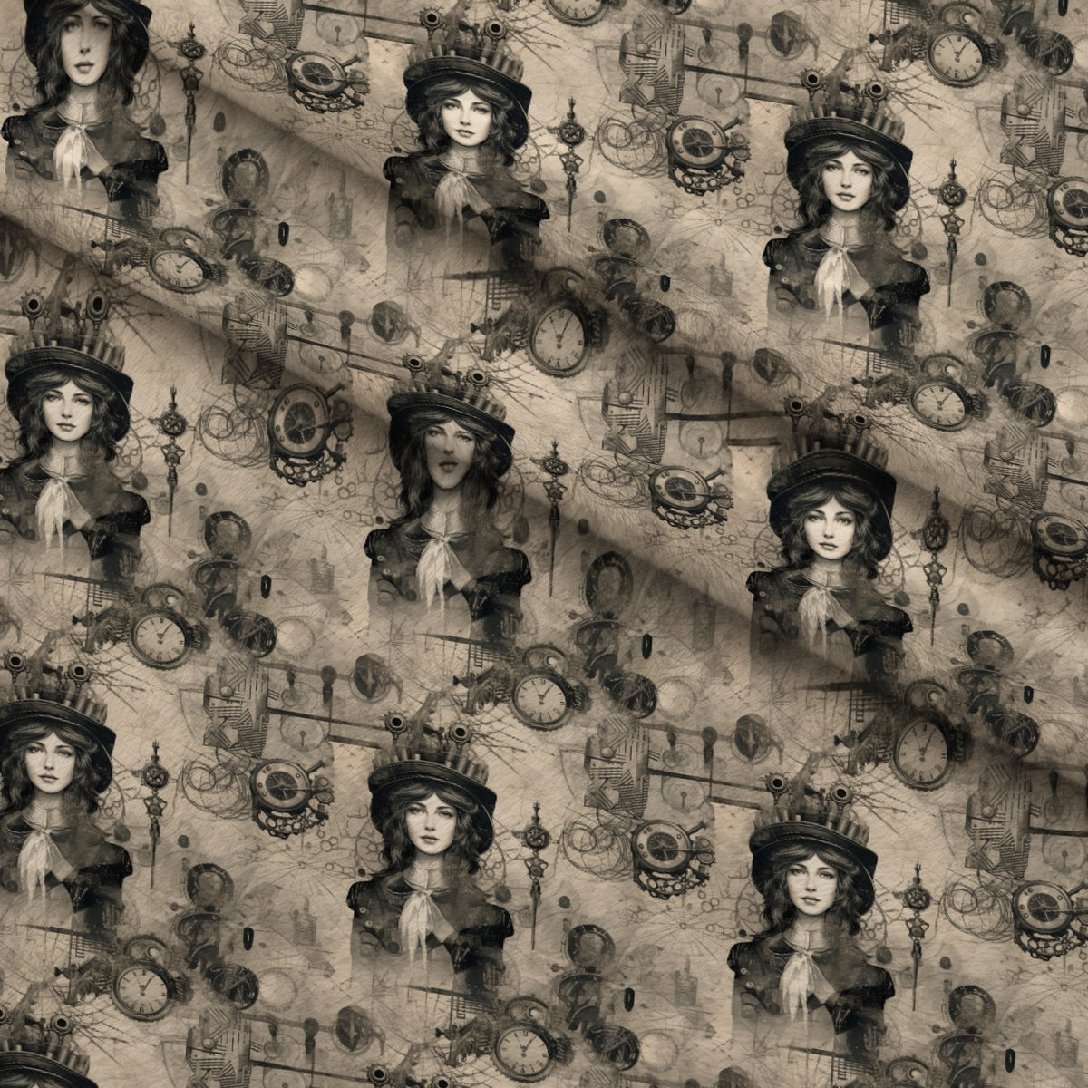 Victorian Aeronaut Pattern 2 Minky Fabric — plush minky folded close-up preview (mv-minky-v1:lying)