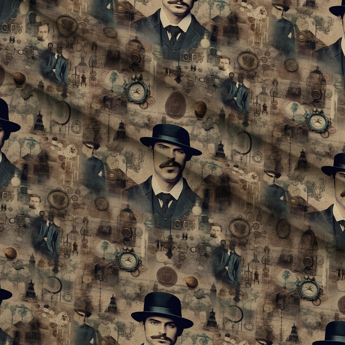 Victorian Aeronaut Pattern 5 Minky Fabric — plush minky folded close-up preview (mv-minky-v1:lying)