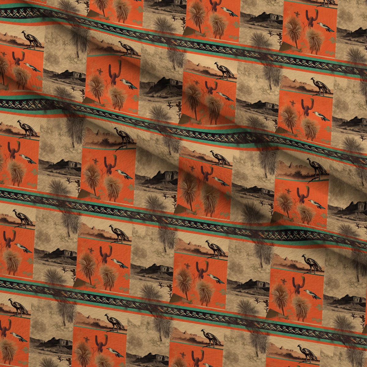 Vintage Frontier Pattern 10 Minky Fabric — plush minky folded close-up preview (mv-minky-v1:lying)