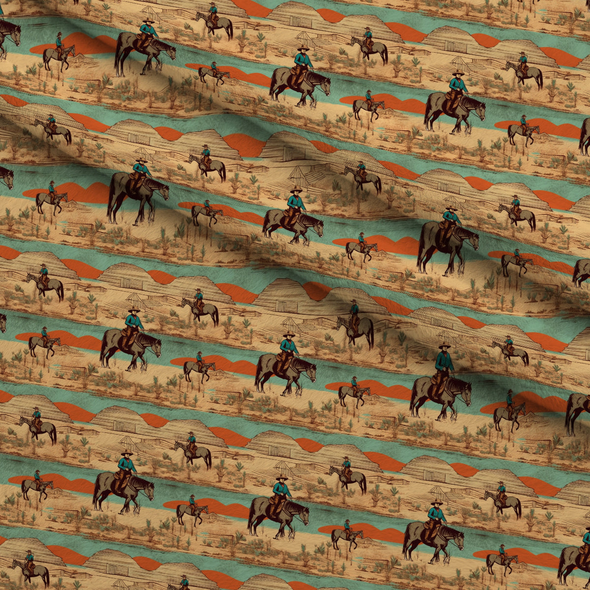 Vintage Frontier Pattern 16 Minky Fabric — plush minky folded close-up preview (mv-minky-v1:lying)