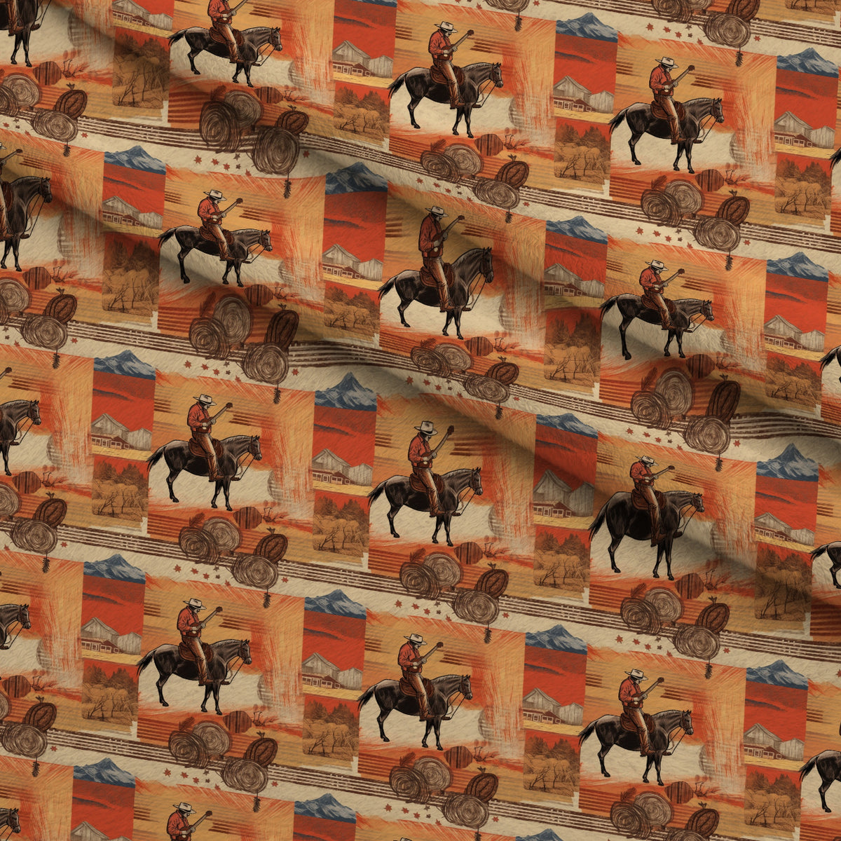 Vintage Frontier Pattern 20 Minky Fabric — plush minky folded close-up preview (mv-minky-v1:lying)