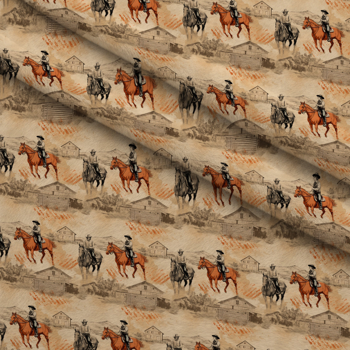 Vintage Frontier Pattern 4 Minky Fabric — plush minky folded close-up preview (mv-minky-v1:lying)