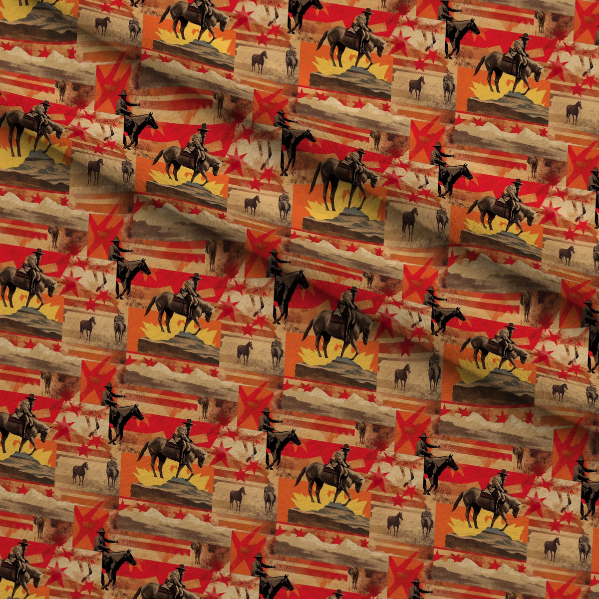 Vintage Frontier Pattern 6 Minky Fabric — plush minky folded close-up preview (mv-minky-v1:lying)