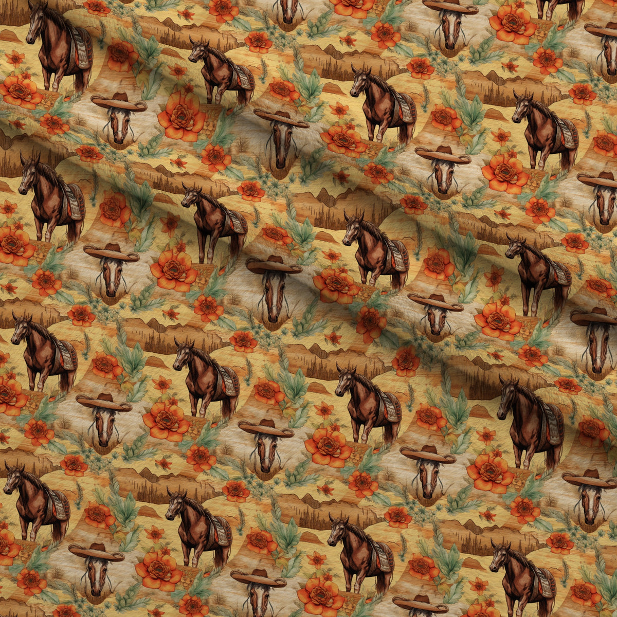 Vintage Frontier Pattern 8 Minky Fabric — plush minky folded close-up preview (mv-minky-v1:lying)
