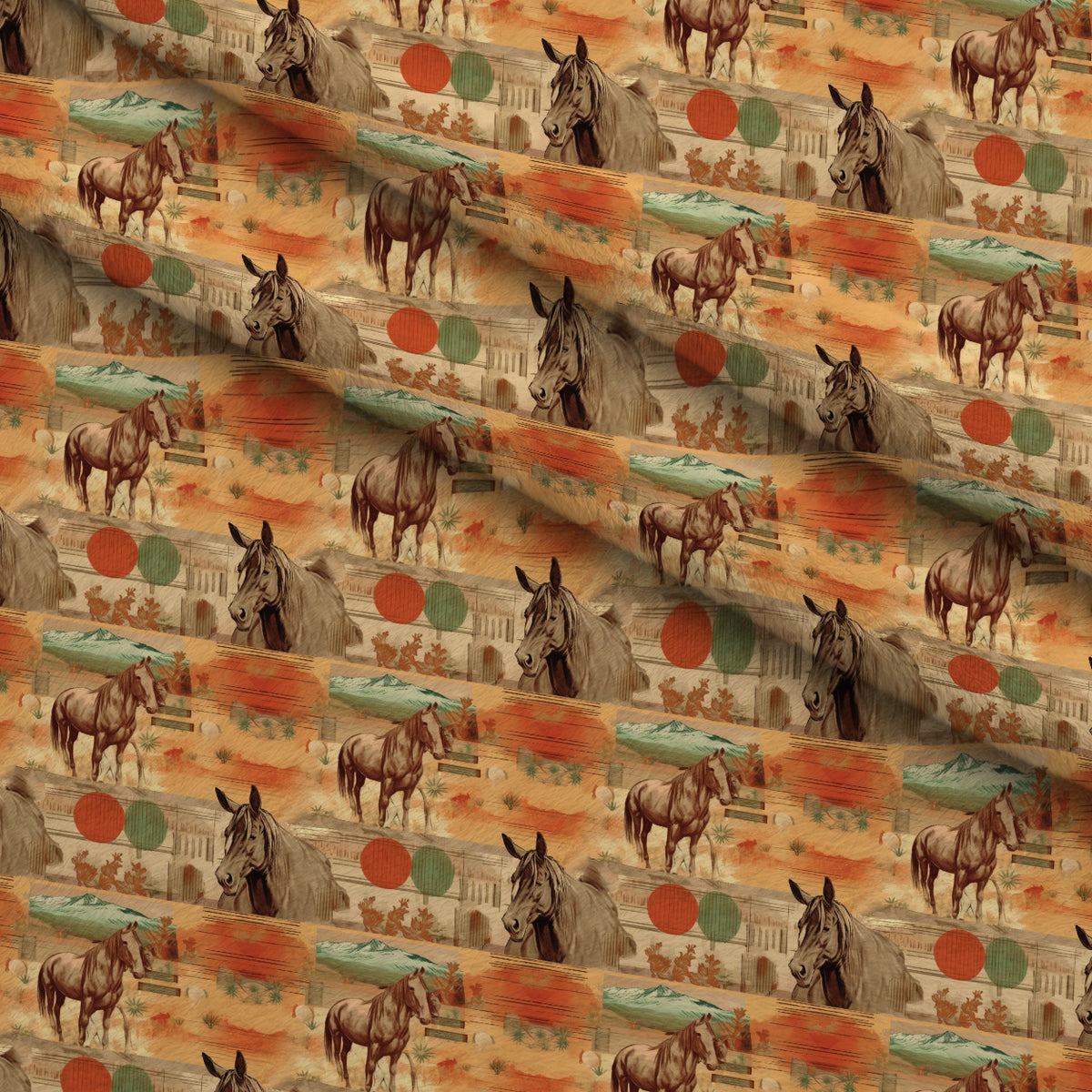Vintage Frontier Pattern 9 Minky Fabric — plush minky folded close-up preview (mv-minky-v1:lying)
