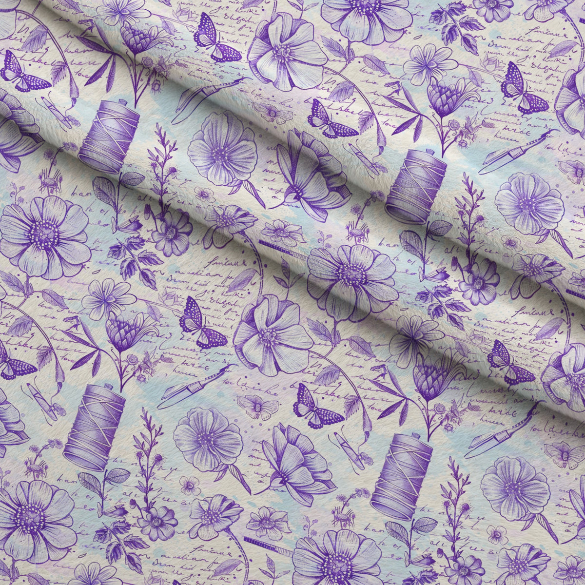 Vintage Notions Pattern 1 Minky Fabric — plush minky folded close-up preview (mv-minky-v1:lying)