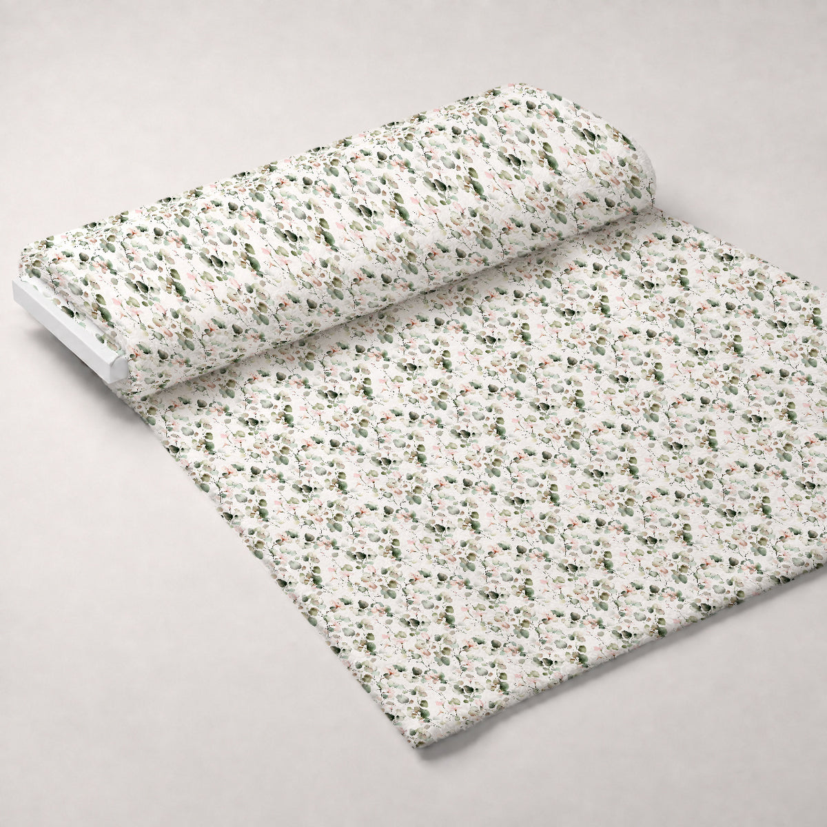 Watercolor Floral Eucalyptus Minky Fabric — plush minky unrolled bolt preview (mv-minky-v1:bolt)