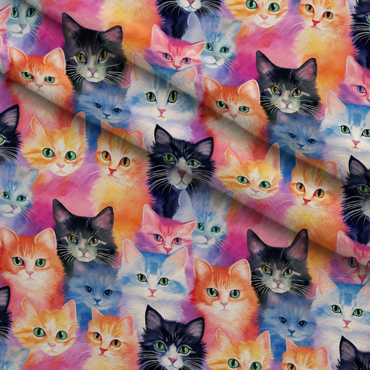 Watercolor Whiskers Pattern 1 Minky Fabric — plush minky folded close-up preview (mv-minky-v1:lying)