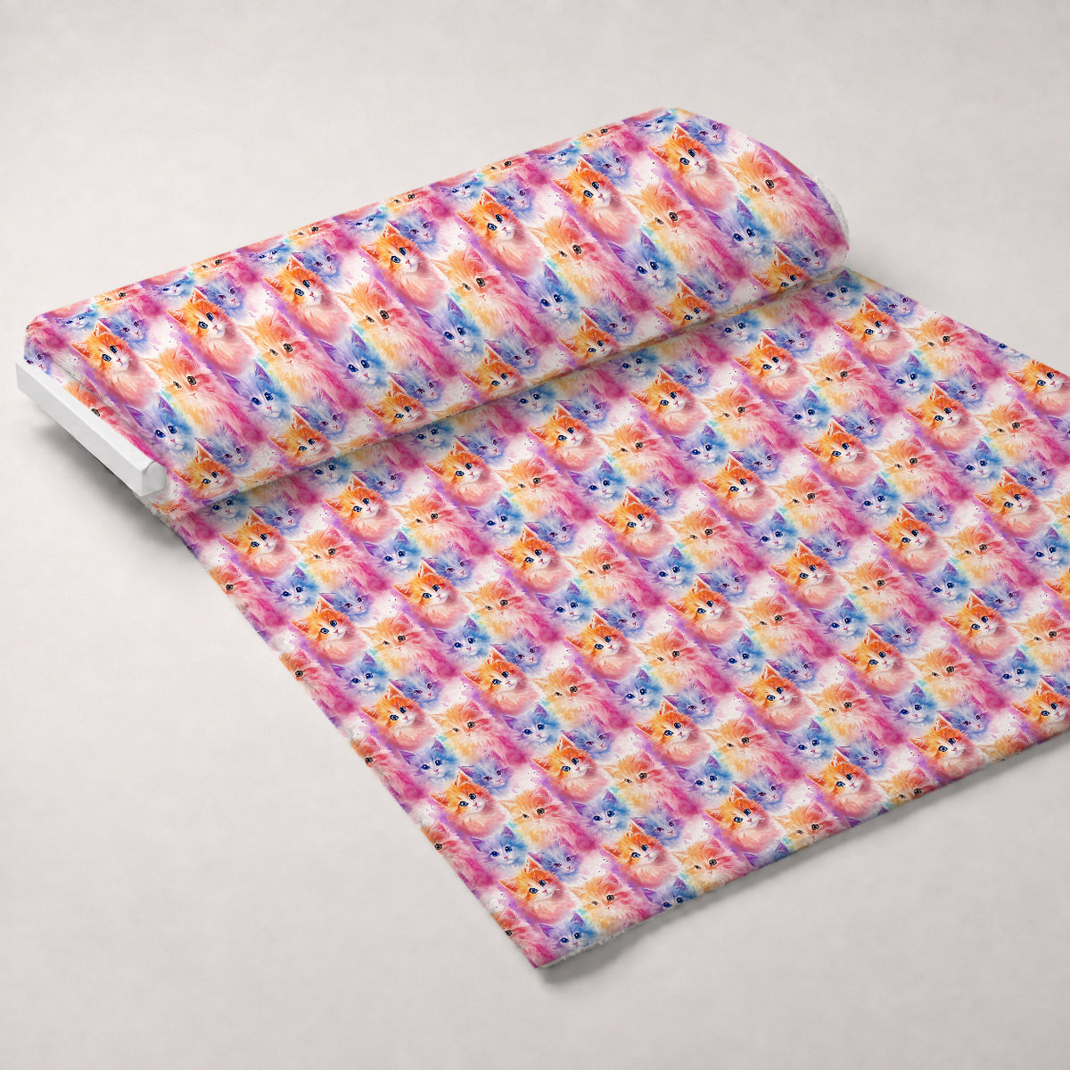 Watercolor Whiskers Pattern 2 Minky Fabric — plush minky unrolled bolt preview (mv-minky-v1:bolt)