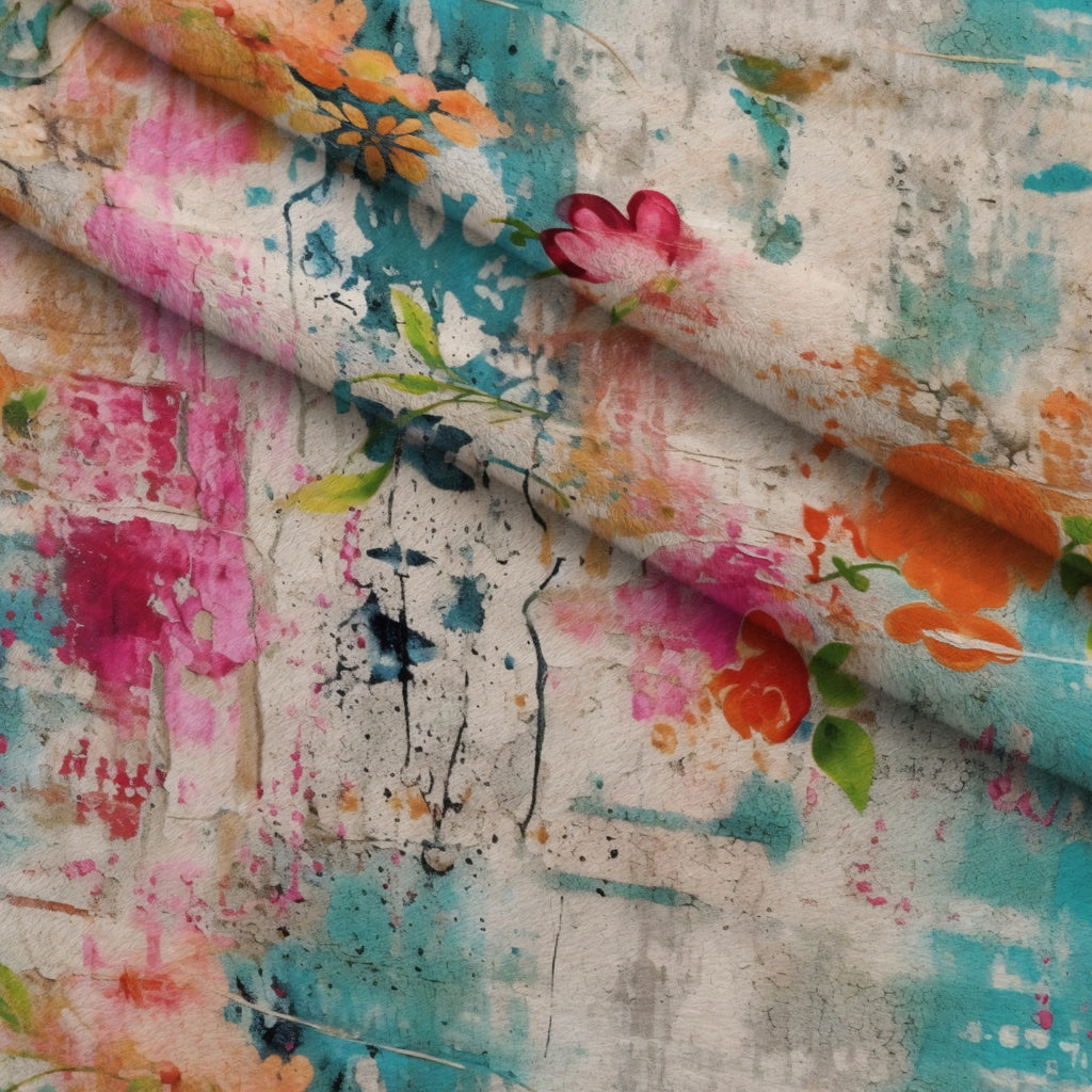 Weathered Blooms Pattern 3 Minky Fabric — plush minky folded close-up preview (mv-minky-v1:lying)