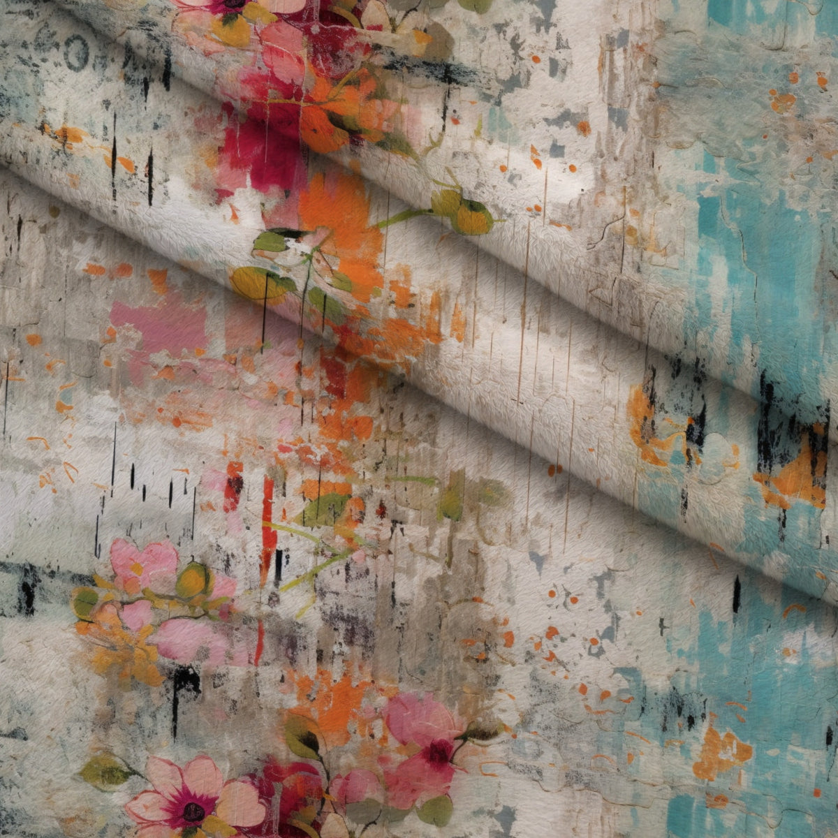 Weathered Blooms Pattern 4 Minky Fabric — plush minky folded close-up preview (mv-minky-v1:lying)