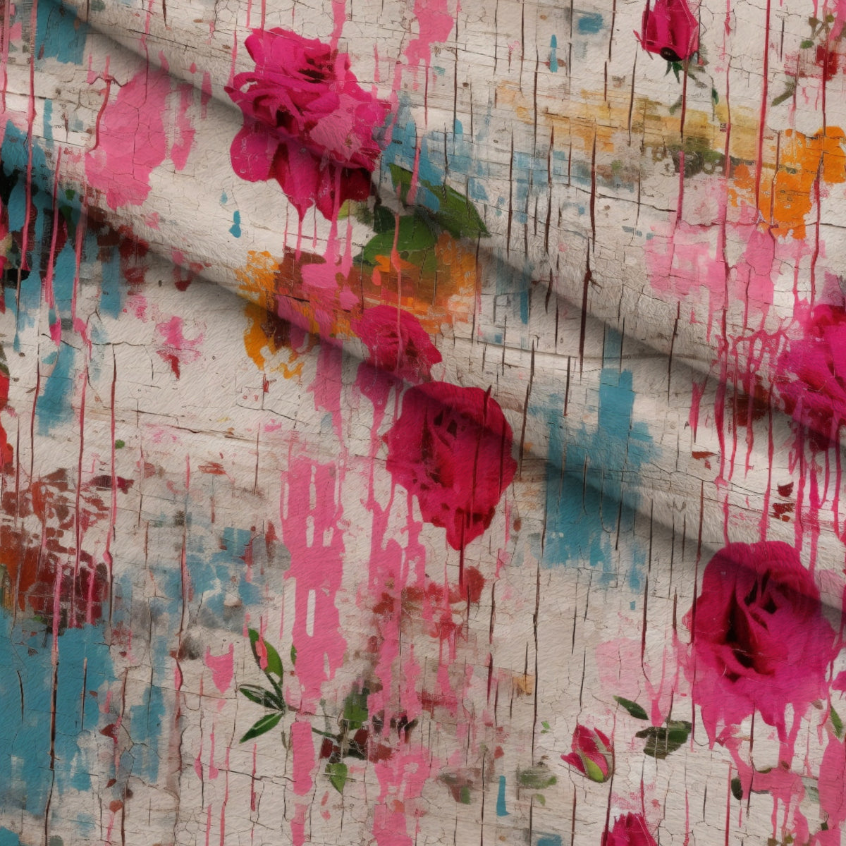 Weathered Blooms Pattern 5 Minky Fabric — plush minky folded close-up preview (mv-minky-v1:lying)