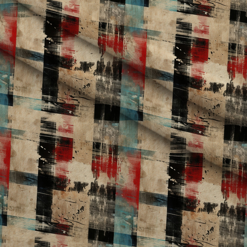 Weathered Tartan Pattern 2 Minky Fabric — plush minky folded close-up preview (mv-minky-v1:lying)