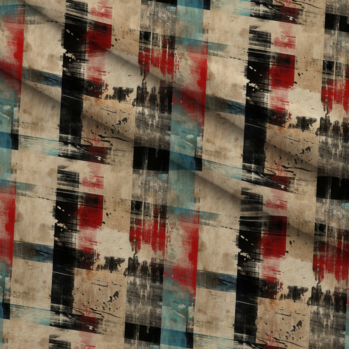 Weathered Tartan Pattern 2 Minky Fabric — plush minky folded close-up preview (mv-minky-v1:lying)