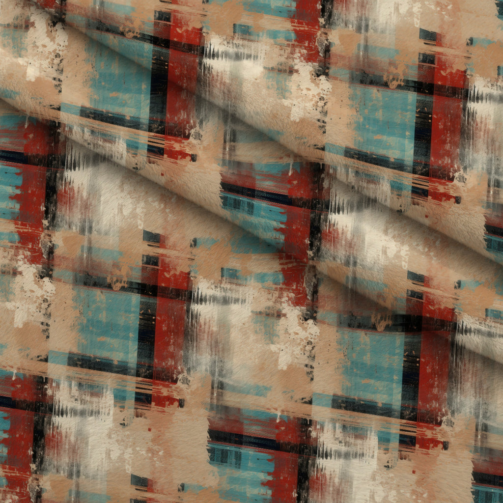 Weathered Tartan Pattern 7 Minky Fabric — plush minky folded close-up preview (mv-minky-v1:lying)