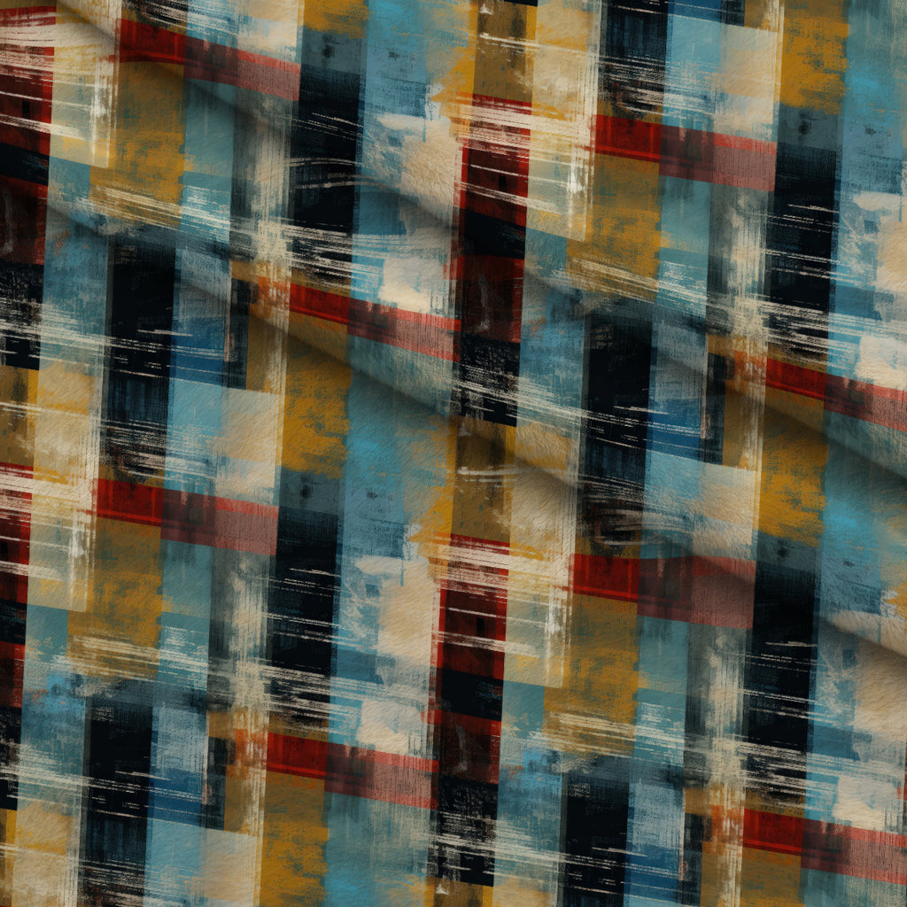 Weathered Tartan Pattern 8 Minky Fabric — plush minky folded close-up preview (mv-minky-v1:lying)