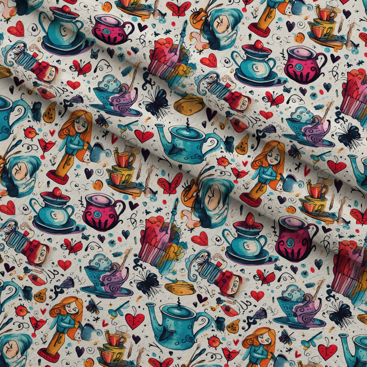 Whimsical Teatime Pattern 10 Minky Fabric — plush minky folded close-up preview (mv-minky-v1:lying)