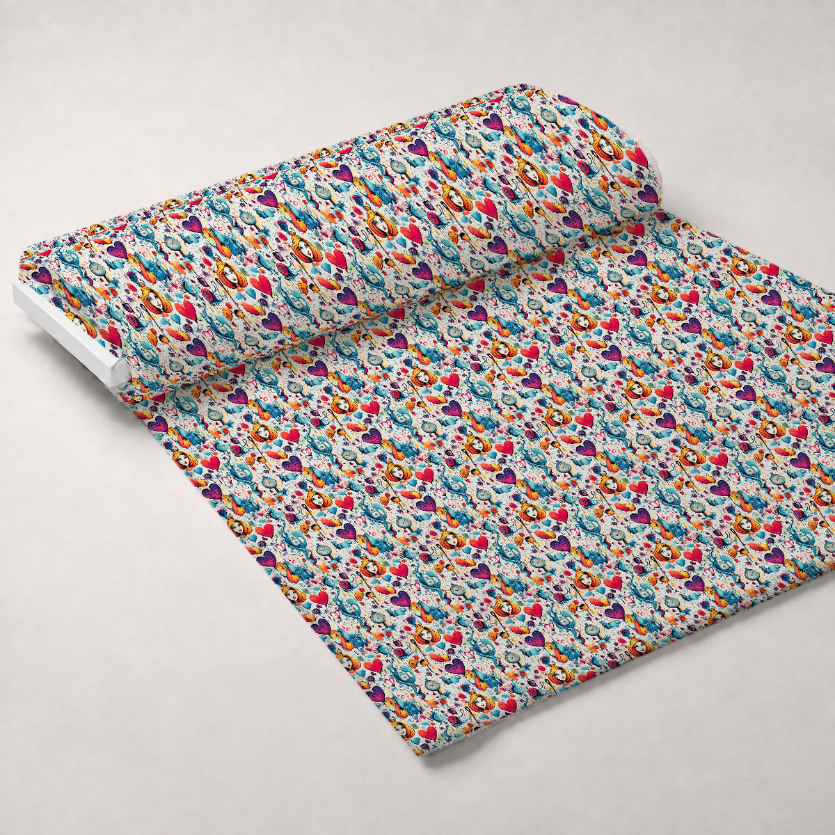 Whimsical Teatime Pattern 11 Minky Fabric — plush minky unrolled bolt preview (mv-minky-v1:bolt)