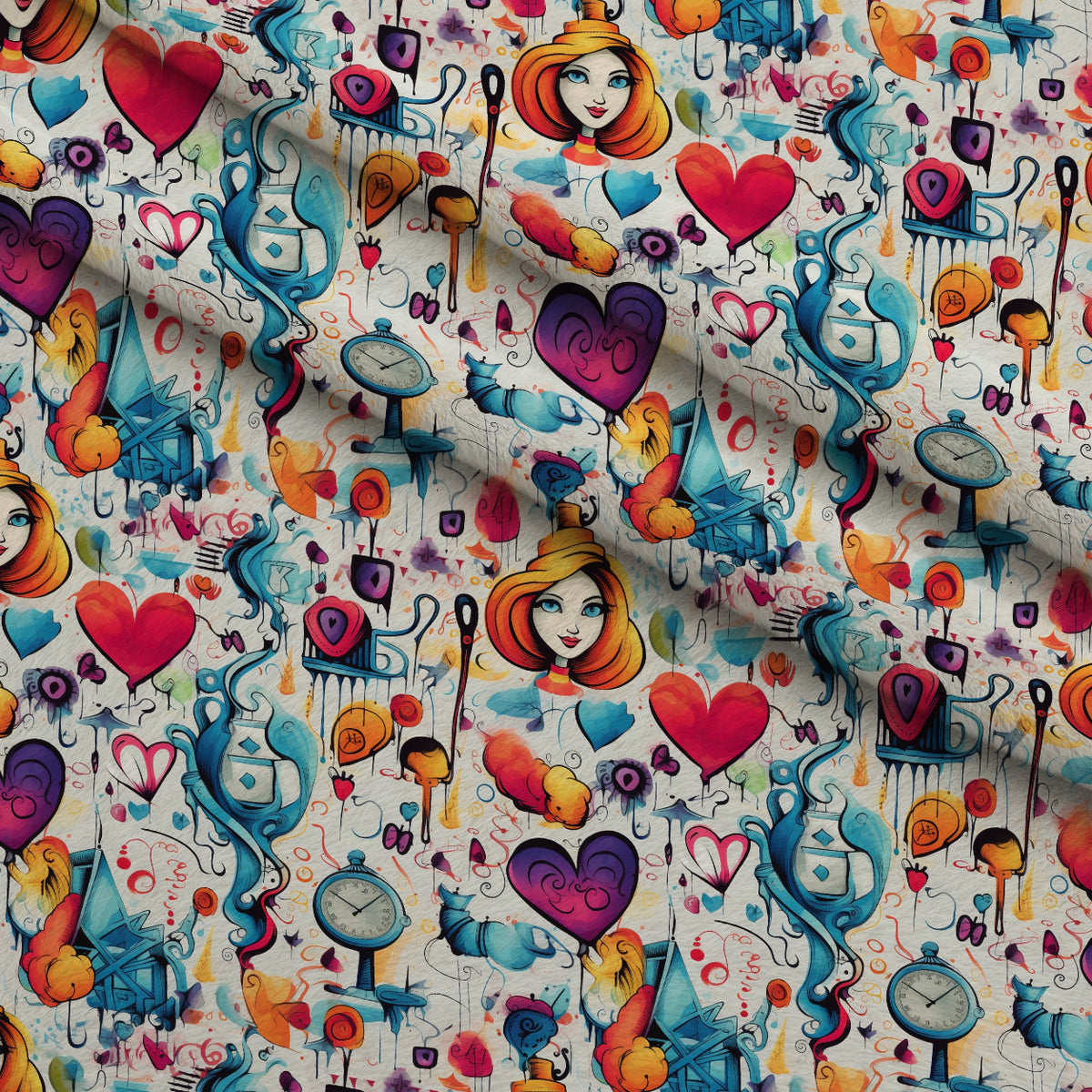 Whimsical Teatime Pattern 11 Minky Fabric — plush minky folded close-up preview (mv-minky-v1:lying)