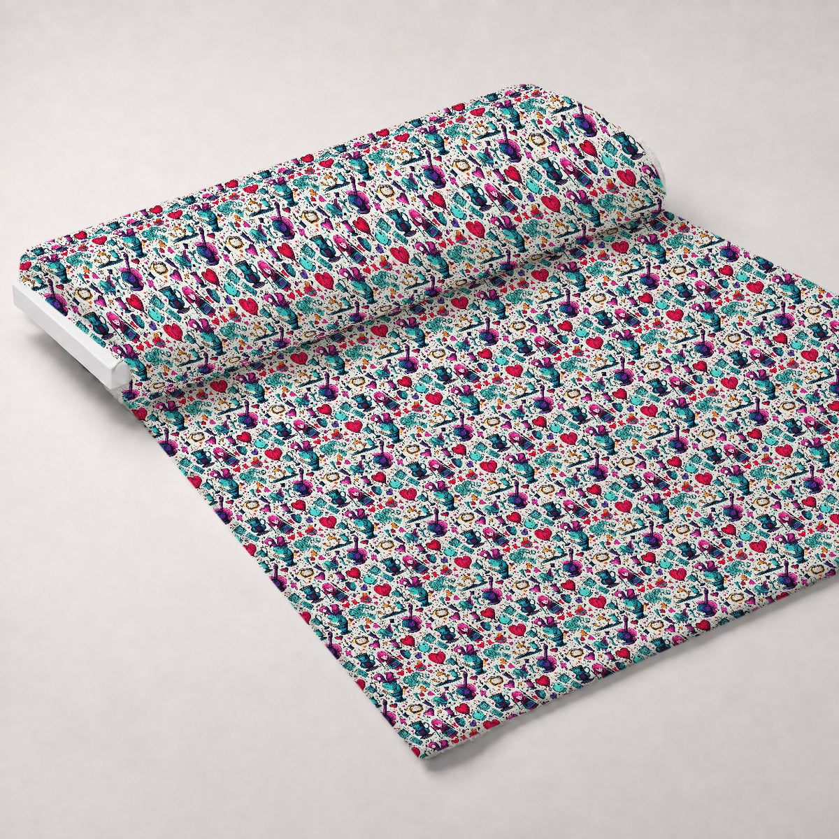 Whimsical Teatime Pattern 3 Minky Fabric — plush minky unrolled bolt preview (mv-minky-v1:bolt)