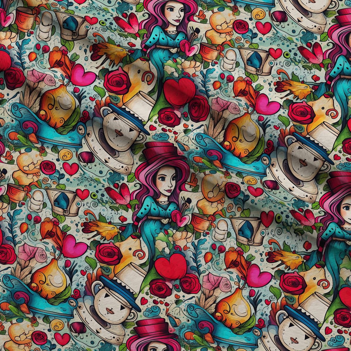 Whimsical Teatime Pattern 6 Minky Fabric — plush minky folded close-up preview (mv-minky-v1:lying)
