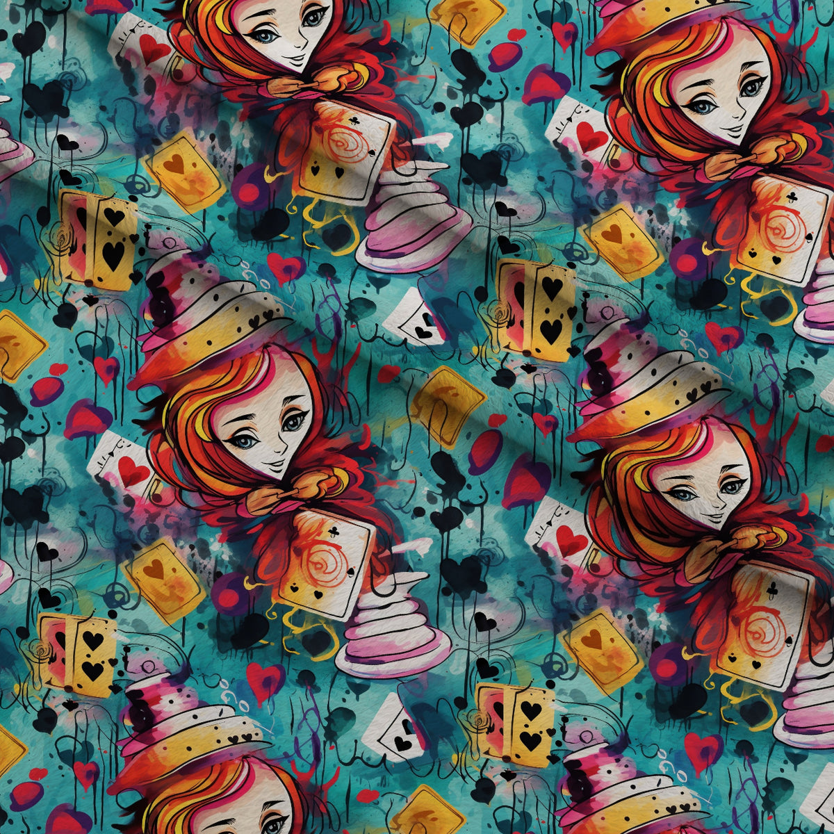 Whimsical Teatime Pattern 7 Minky Fabric — plush minky folded close-up preview (mv-minky-v1:lying)