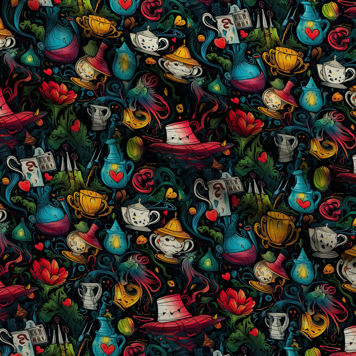 Whimsical Teatime Pattern 9 Minky Fabric — plush minky folded close-up preview (mv-minky-v1:lying)