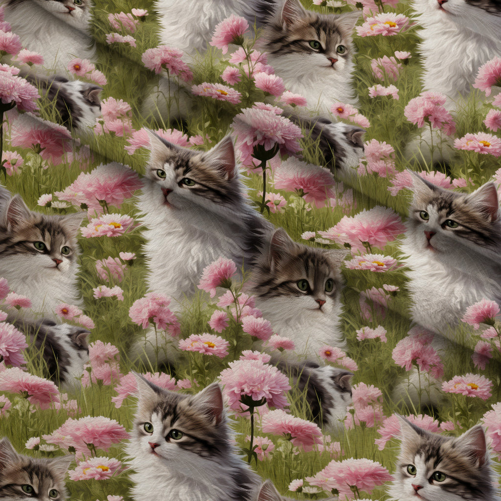 Whiskers and Blossoms Pattern 3 Minky Fabric — plush minky folded close-up preview (mv-minky-v1:lying)