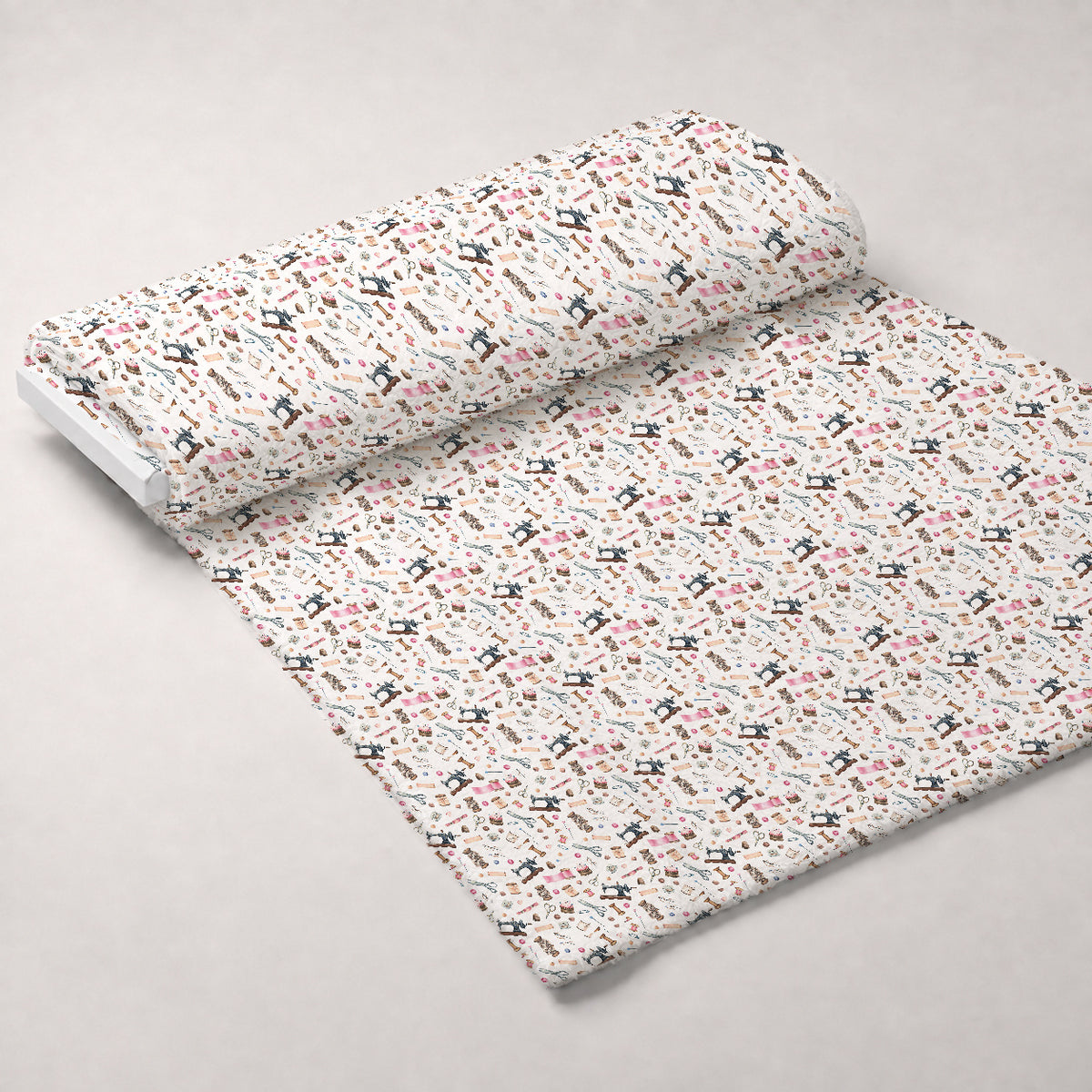 White Old Sewing Elements Minky Fabric — plush minky unrolled bolt preview (mv-minky-v1:bolt)