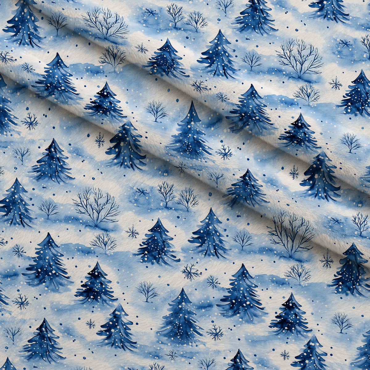 Winter Christmas Trees Minky Fabric — plush minky folded close-up preview (mv-minky-v1:lying)