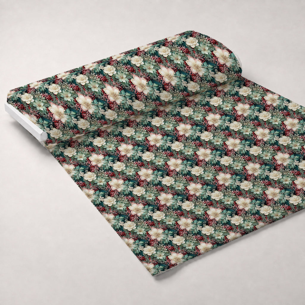 Winterberry Blooms Pattern 10 Minky Fabric — plush minky unrolled bolt preview (mv-minky-v1:bolt)