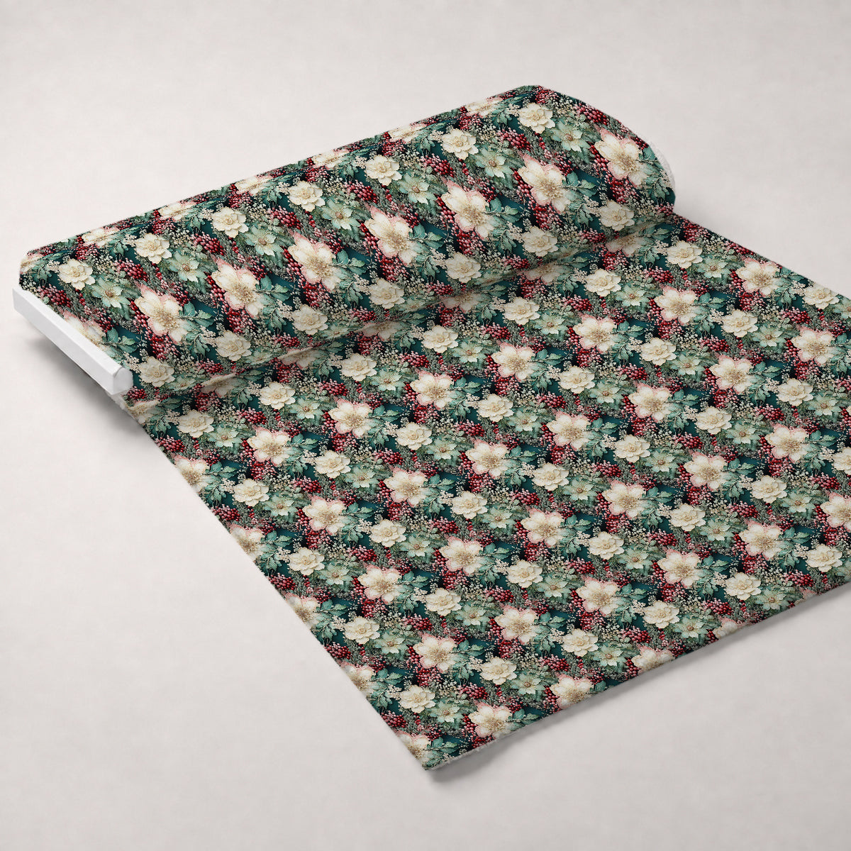 Winterberry Blooms Pattern 10 Minky Fabric — plush minky unrolled bolt preview (mv-minky-v1:bolt)