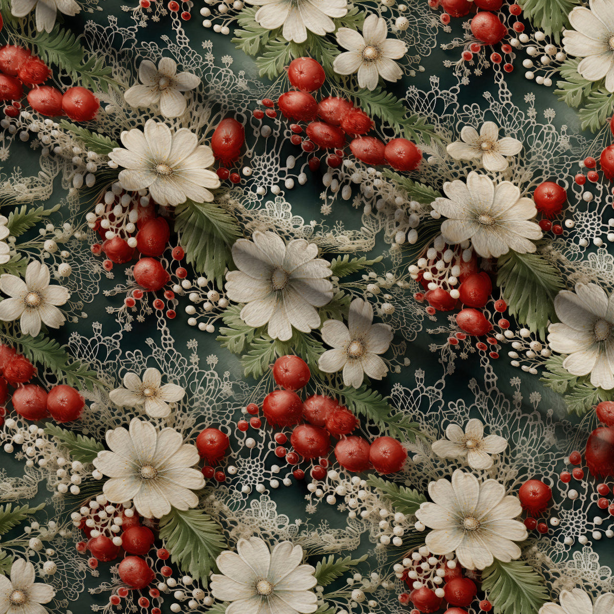 Winterberry Blooms Pattern 12 Minky Fabric — plush minky folded close-up preview (mv-minky-v1:lying)