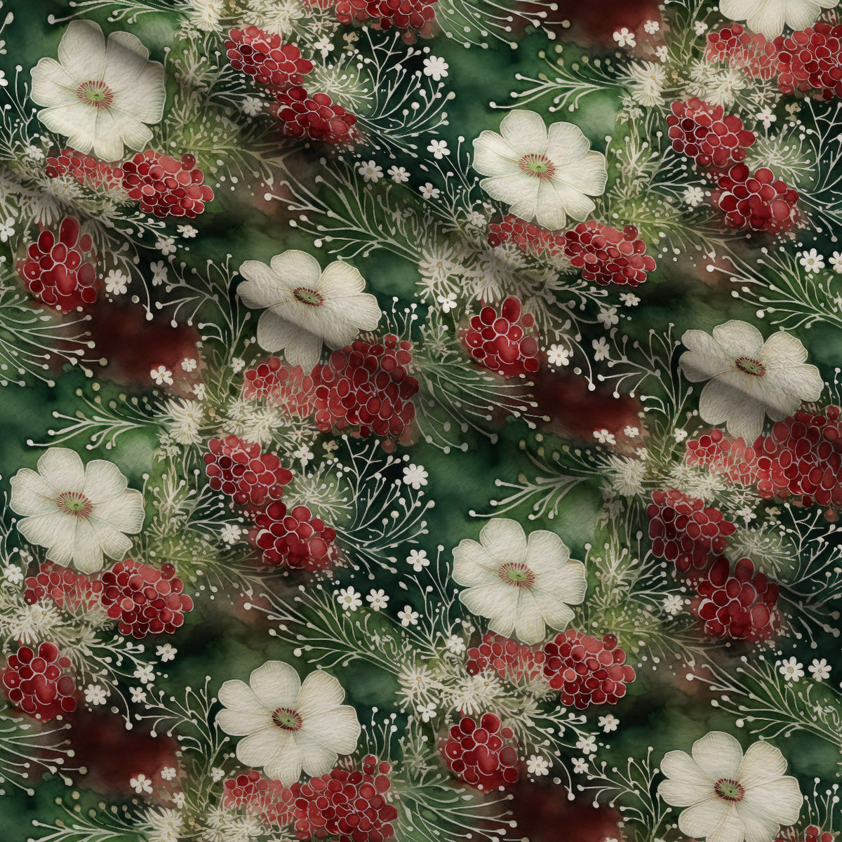Winterberry Blooms Pattern 18 Minky Fabric — plush minky folded close-up preview (mv-minky-v1:lying)