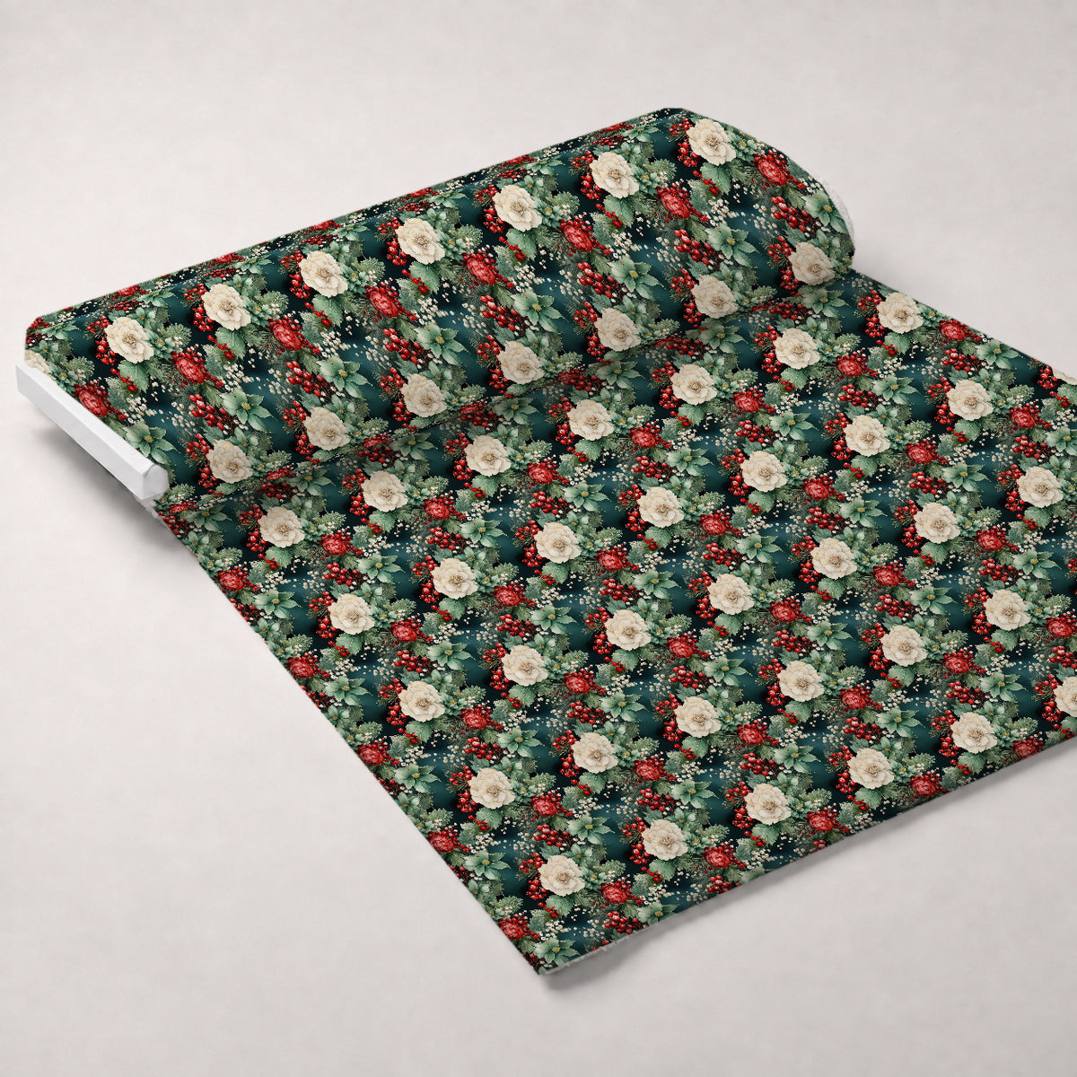 Winterberry Blooms Pattern 2 Minky Fabric — plush minky unrolled bolt preview (mv-minky-v1:bolt)
