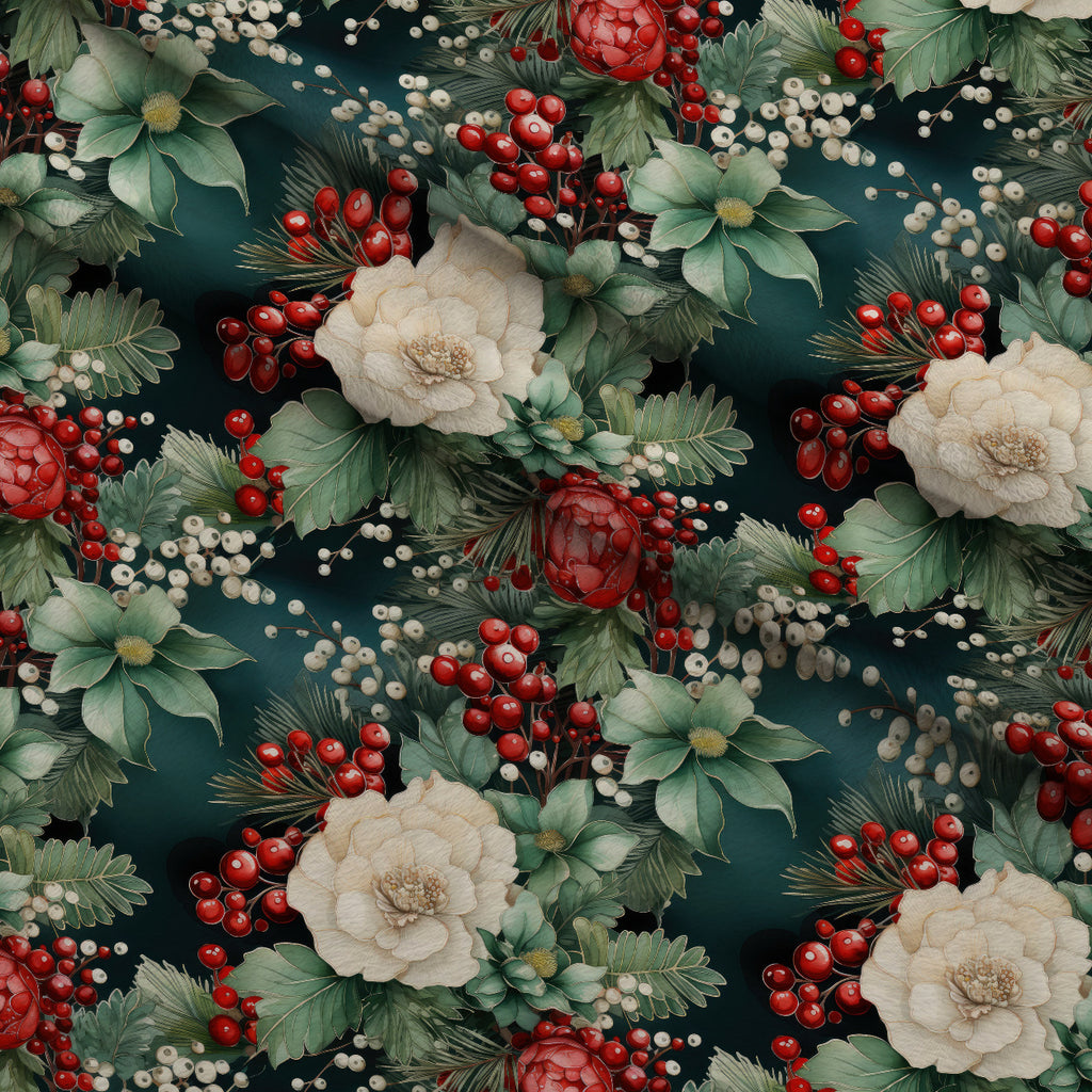 Winterberry Blooms Pattern 2 Minky Fabric — plush minky folded close-up preview (mv-minky-v1:lying)