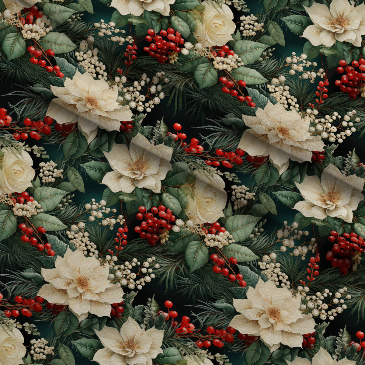 Winterberry Blooms Pattern 3 Minky Fabric — plush minky folded close-up preview (mv-minky-v1:lying)