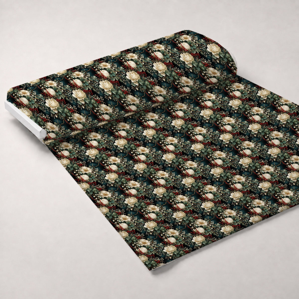 Winterberry Blooms Pattern 4 Minky Fabric — plush minky unrolled bolt preview (mv-minky-v1:bolt)