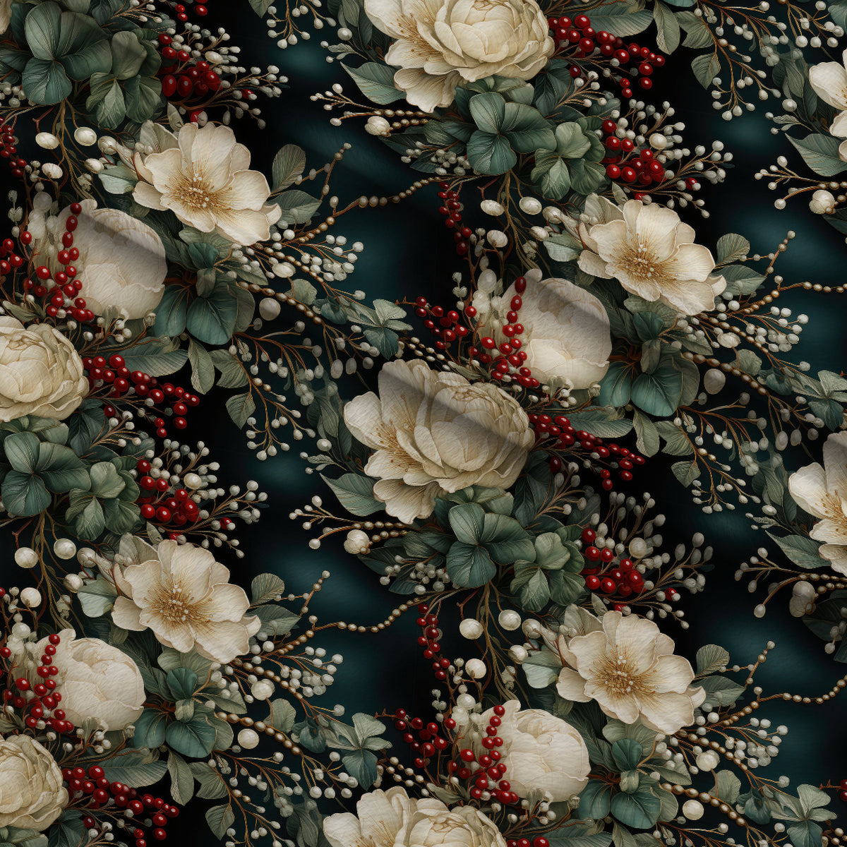 Winterberry Blooms Pattern 4 Minky Fabric — plush minky folded close-up preview (mv-minky-v1:lying)