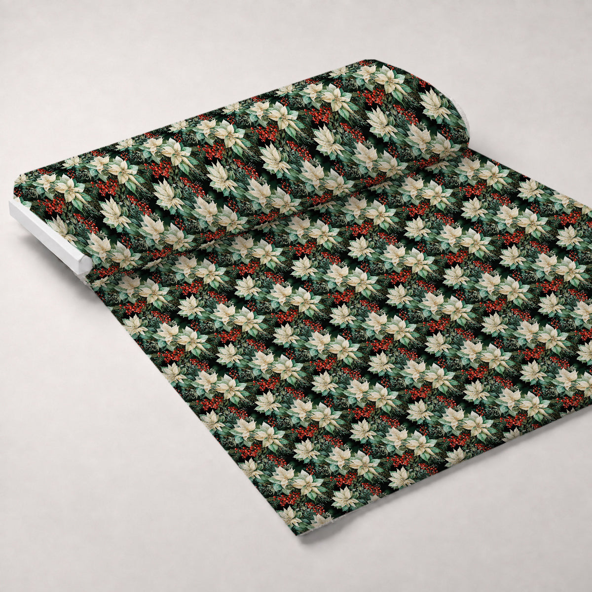 Winterberry Blooms Pattern 6 Minky Fabric — plush minky unrolled bolt preview (mv-minky-v1:bolt)