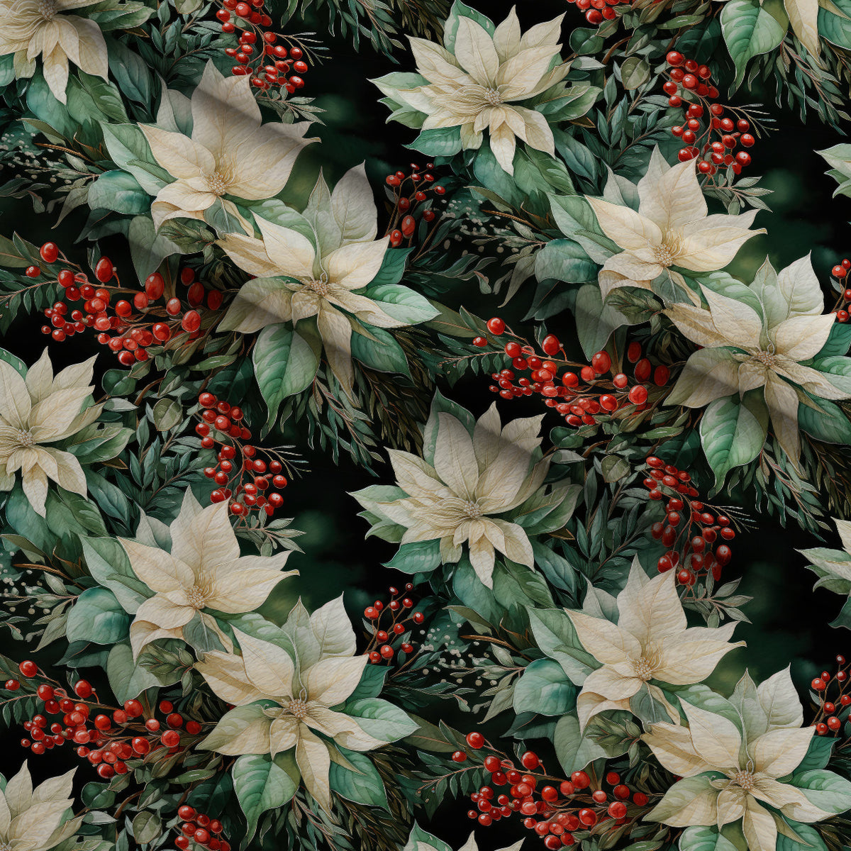 Winterberry Blooms Pattern 6 Minky Fabric — plush minky folded close-up preview (mv-minky-v1:lying)