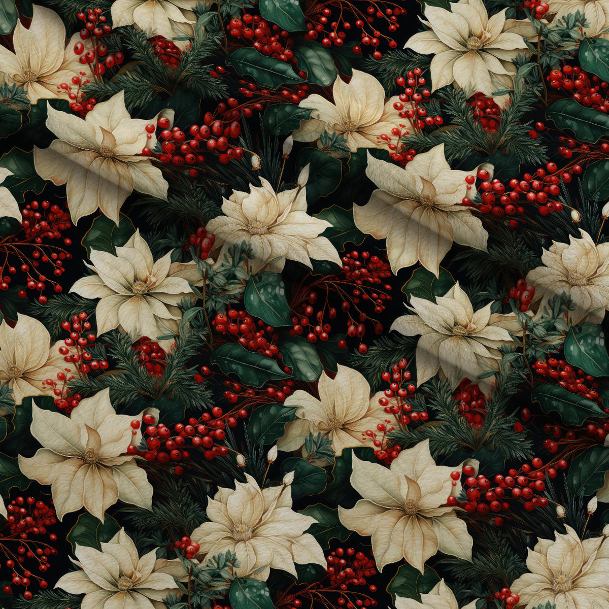 Winterberry Blooms Pattern 7 Minky Fabric — plush minky folded close-up preview (mv-minky-v1:lying)