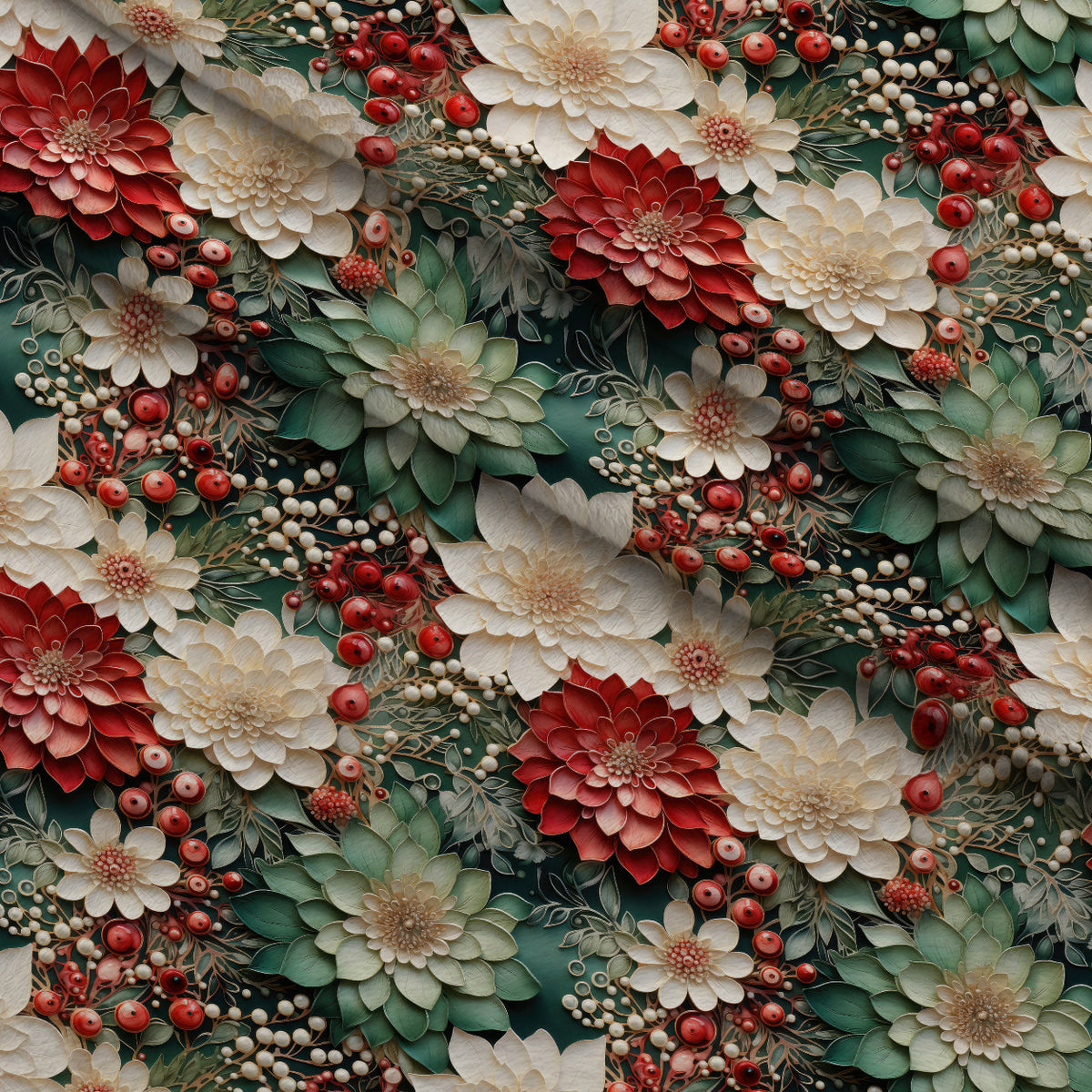 Winterberry Blooms Pattern 9 Minky Fabric — plush minky folded close-up preview (mv-minky-v1:lying)