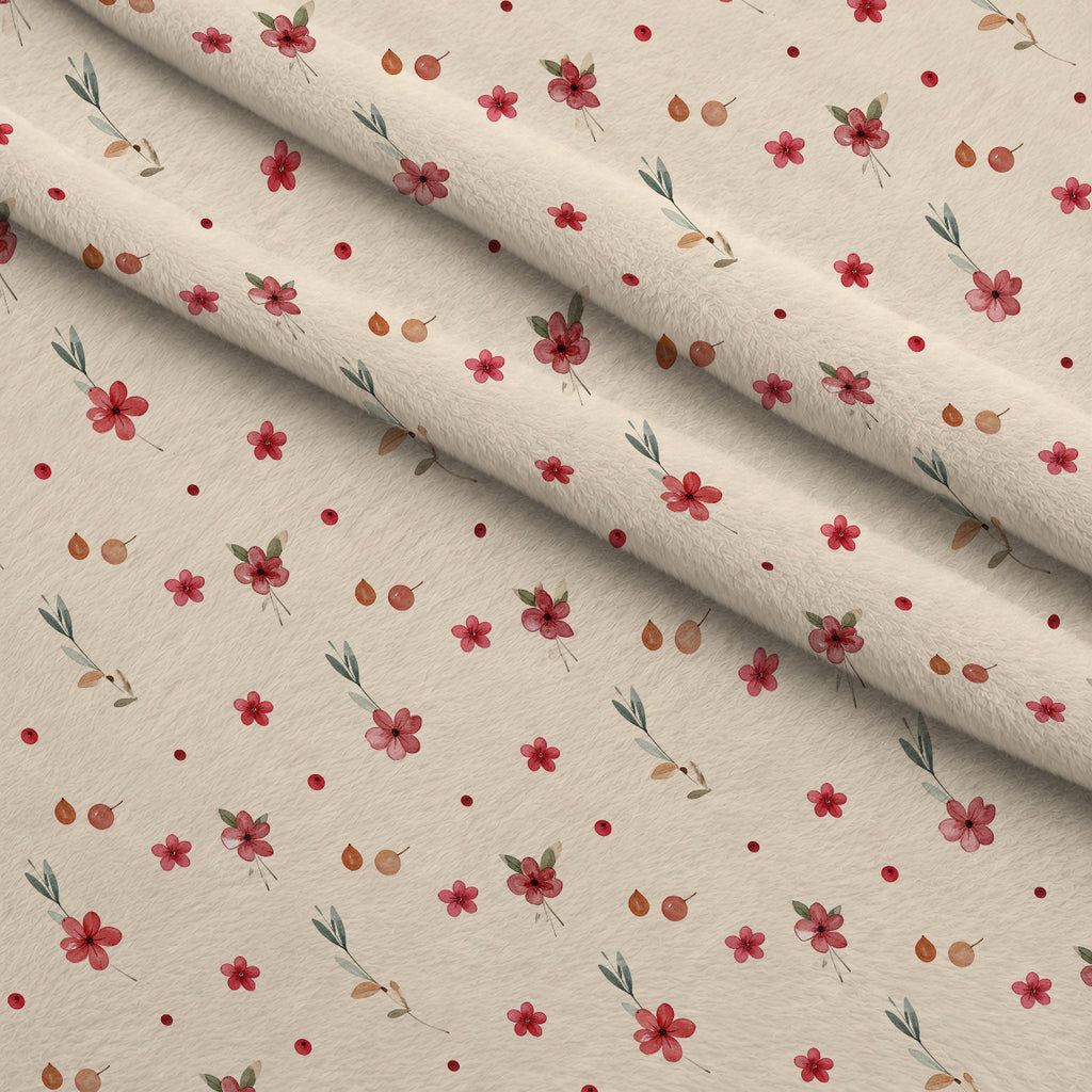 Winterberry Poinsettia Garden Pattern 11 Minky Fabric — plush minky folded close-up preview (mv-minky-v1:lying)
