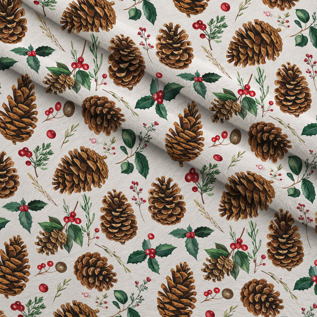 Winterberry Poinsettia Garden Pattern 13 Minky Fabric — plush minky folded close-up preview (mv-minky-v1:lying)