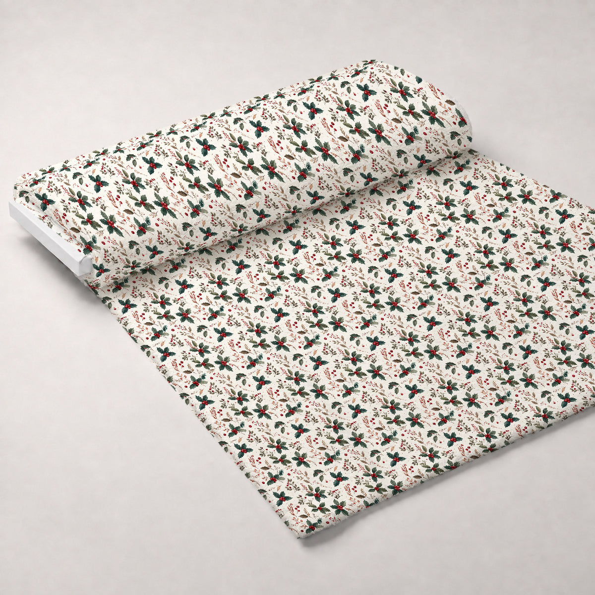Winterberry Poinsettia Garden Pattern 15 Minky Fabric — plush minky unrolled bolt preview (mv-minky-v1:bolt)
