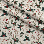 Winterberry Poinsettia Garden Pattern 15 Minky Fabric — plush minky folded close-up preview (mv-minky-v1:lying)