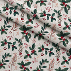 Winterberry Poinsettia Garden Pattern 16 Minky Fabric — plush minky folded close-up preview (mv-minky-v1:lying)