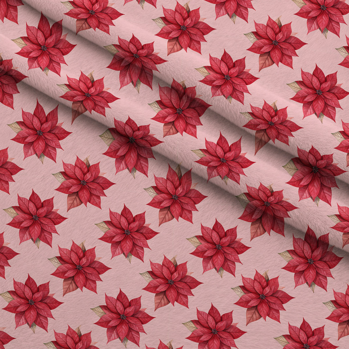 Winterberry Poinsettia Garden Pattern 19 Minky Fabric — plush minky folded close-up preview (mv-minky-v1:lying)